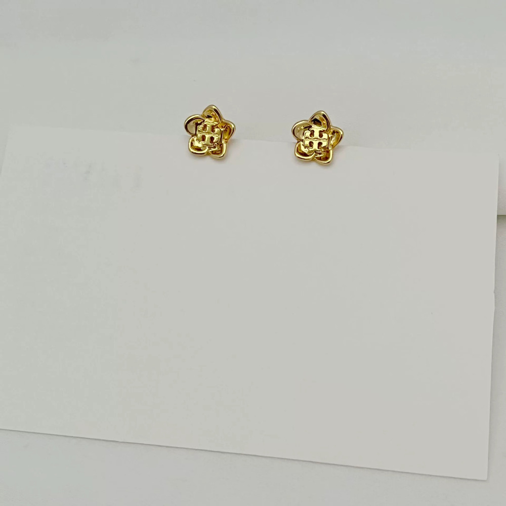 Tory Burch Floral Gold Plated Stud Earrings